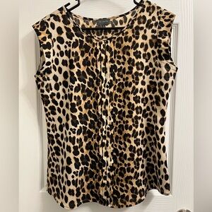 The Limited leopard print dress blouse with keyhole cutout, small